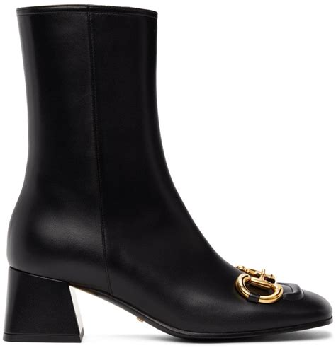 gucci ankle boots black leather horsebit italy|high heel Gucci boots women.